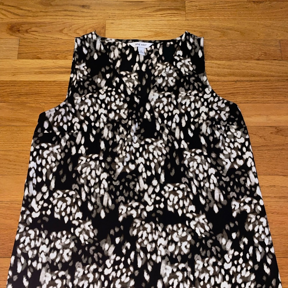 Nine West Black and White Patterned Blouse